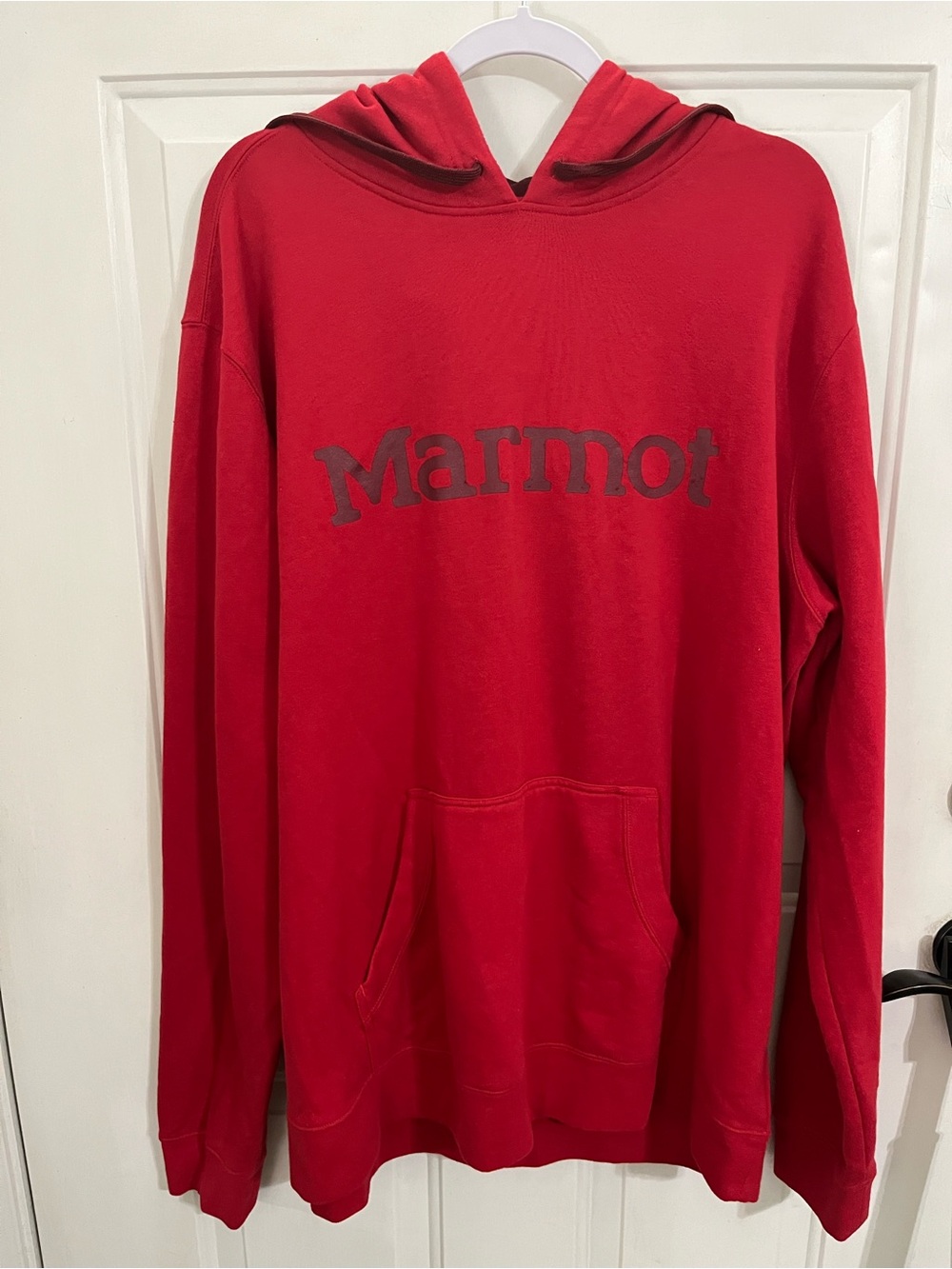 Marmot Red Pullover Hoodie with Logo